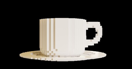 Coffee cup Voxel. 3d rendering.
