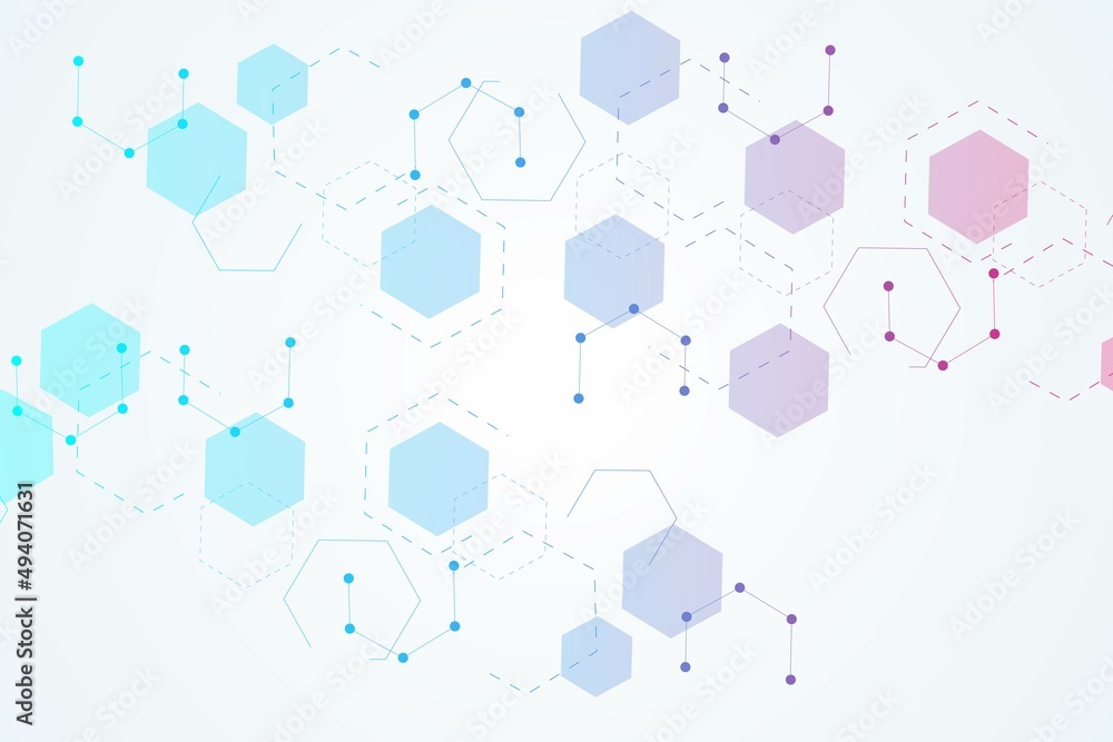 Poster hexagonal abstract background. big data visualization. global network connection