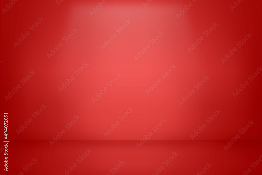 Aufkleber red studio background. abstract empty room with reflection soft light for product. simple neutral ba