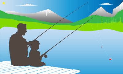  dad fathers day greeting fishing father son background