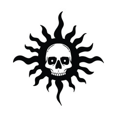hand drawn skull sun doodle illustration for tattoo stickers etc
