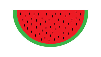 watermelon with seeds on a white background,  illustration. appetizing berry, a slice of red watermelon with a green cru