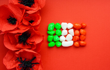 italian card, italy flag and poppy flowers - national public holiday	
