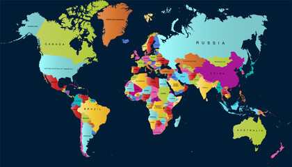 Fototapeta premium World map. Color vector modern. 