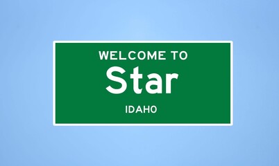 Star, Idaho city limit sign. Town sign from the USA.