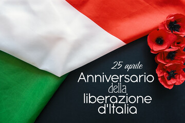 April 25 Liberation Day Text in italian card, italy flag