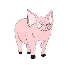 Isolated pink pig animated animals jungle vector illustration