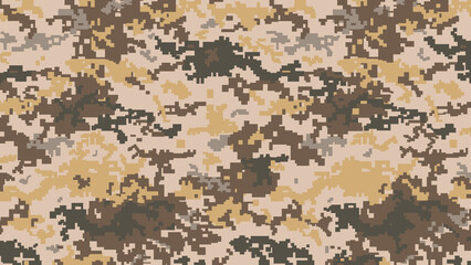 Military Desert pixel camouflage texture pattern horizontal banner illustration wallpaper	