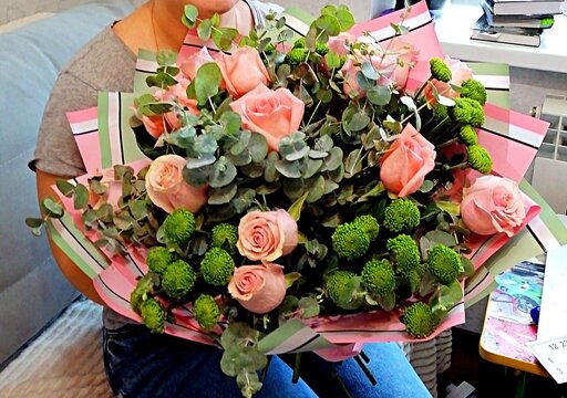 Lovely bouquet of roses as a gift