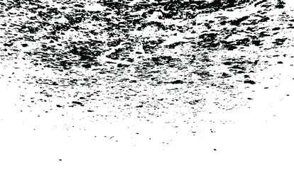 Small uneven spots and particles of debris. Abstract vector texture. Distressed uneven background. Grunge texture overlay with fine grains isolated on white background. Vector illustration. EPS10.