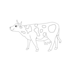 Isolated cow draw animated animals jungle vector illustration