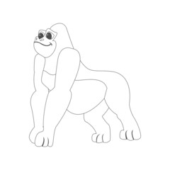 Isolated gorilla draw animated animals jungle vector illustration