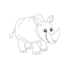 Isolated rhynoceros draw animated animals jungle vector illustration