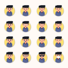 A boy with 16 different facial expressions