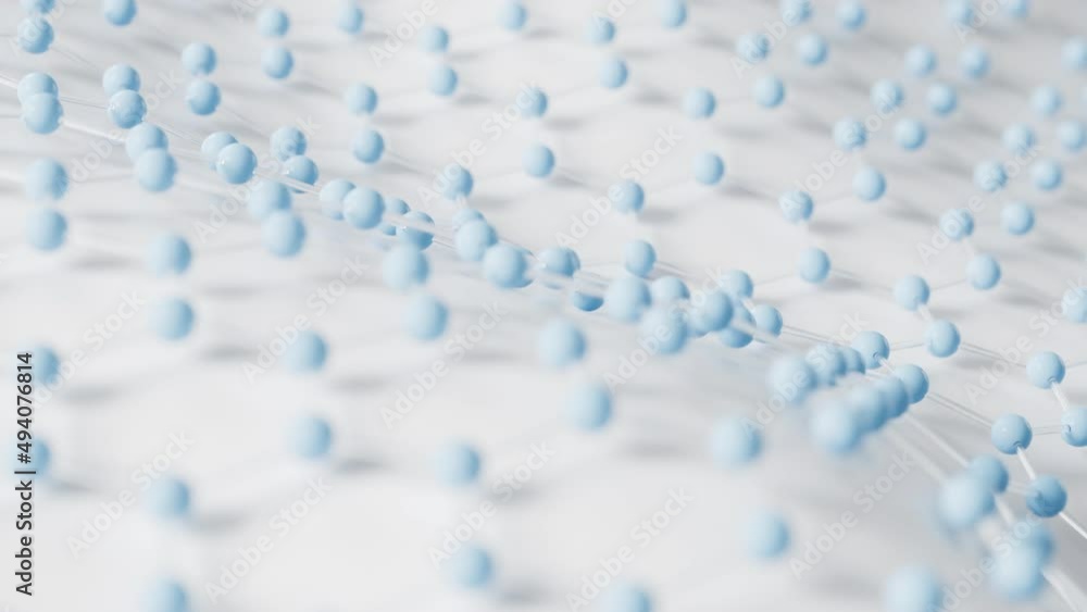 Poster loop animation of biochemistry scientific node, 3d rendering.
