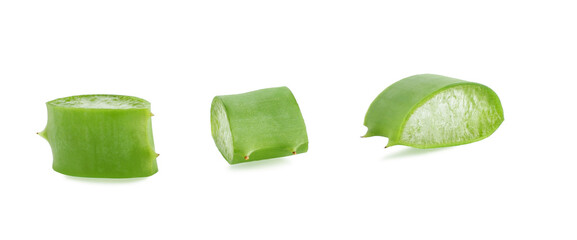 Aloe is cut, isolated on a white background.