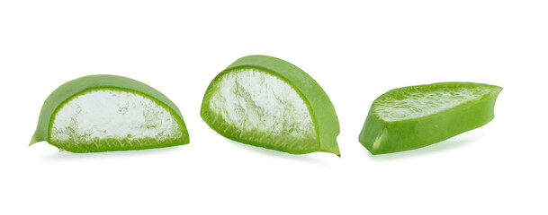 Aloe is cut, isolated on a white background.