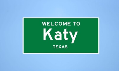 Katy, Texas city limit sign. Town sign from the USA.