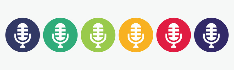 Obraz premium Collection of 6 buttons with microphone icon.