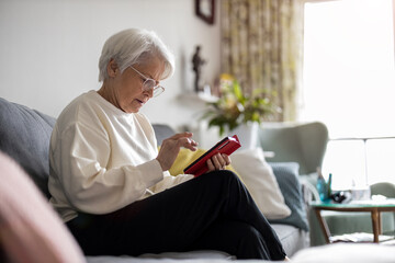 Portrait of senior woman using smartphone at home
