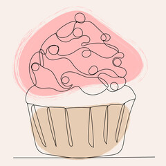 cake sketch drawing by one continuous line vector