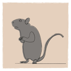 rat sketch drawing by one continuous line vector