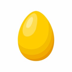 Golden whole chicken egg icon isolated on white background. Gold eggshell. Simple egg in flat style, vector illustration for web and mobile design. Concept business elements vector sign symbol
