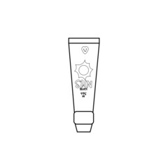 Isolated draw sun protect women makeup beauty vector illustration