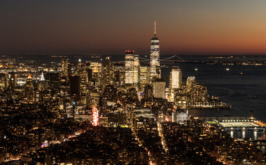 Manhattan's Skyline at night from Hudson Yard 