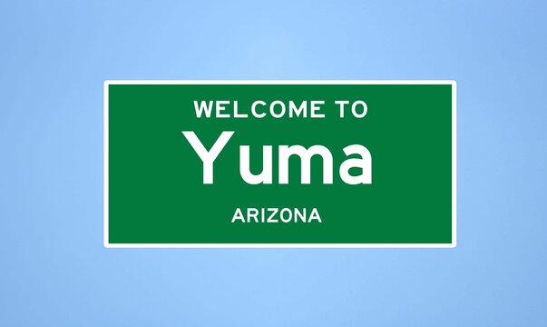 Yuma, Arizona city limit sign. Town sign from the USA.