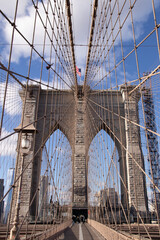 Perspective of Brooklyn bridge in New York City