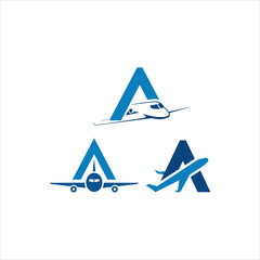 Letter A for aviation vector template - obrazy, fototapety, plakaty