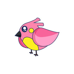 Isolated pink bird animal fly nature wild vector illustration