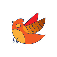 Isolated orange bird animal fly nature wild vector illustration