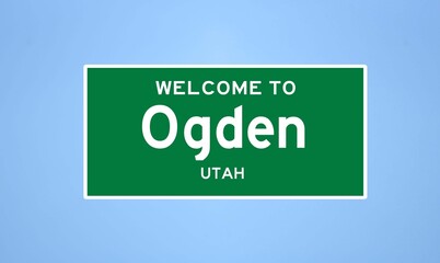 Ogden, Utah city limit sign. Town sign from the USA.