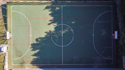 Aerial shot of a basketball court