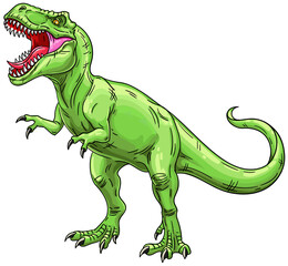 Fototapeta premium Roaring tyrannosaurus. Carnivore monster of mesozoic era. Vector illustration isolated