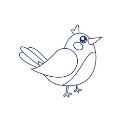 Isolated small draw bird animal fly nature wild vector illustration