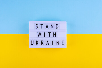 Stop war in Ukraine concept with flag colors