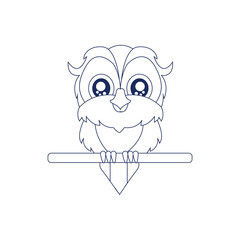 Isolated owl draw bird animal fly nature wild vector illustration