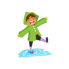 Isolated boy splash kids rain winter weather vector illustarion