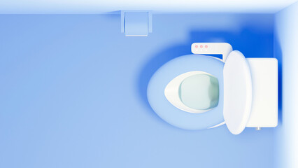 3Dイラストレーションで構成されたトイレのイメージ。