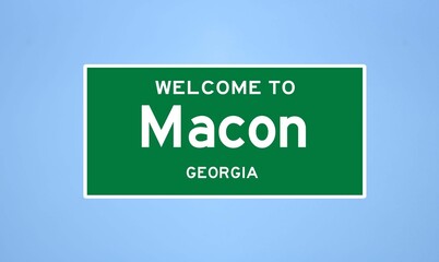 Macon, Georgia city limit sign. Town sign from the USA. - obrazy, fototapety, plakaty