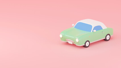 3Dイラストレーションで構成されたレトロな自動車のイメージ。