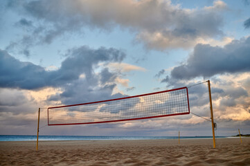 Photo of beach volleyball net on the beach stogi in gdansk - obrazy, fototapety, plakaty