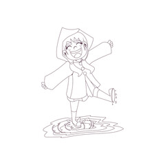 Isolated girl splash draw kids rain weather vector illustation