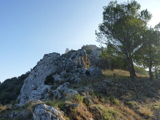 Mountain view of Jabalcuz with cloudy sky. Spain.