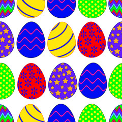 Seamless pattern of Easter eggs. Vector illustration.