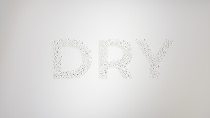 Word dry printed on the wet glass on grey background | hair conditioner commercial concept
