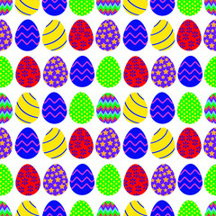 Seamless pattern of Easter eggs. Vector illustration.